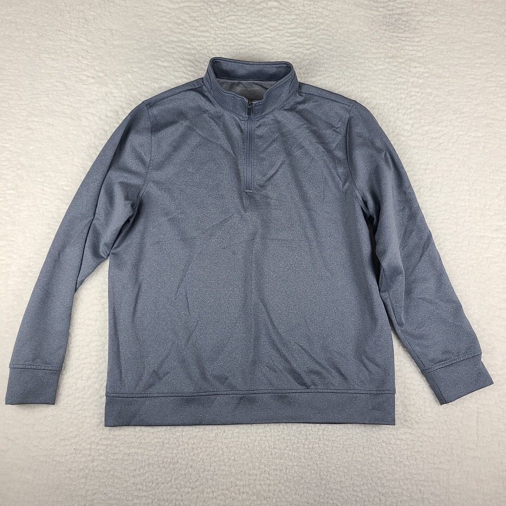 Hickey Freeman Sweater Mens Large Slate Blue Quarter Zip Performance‎ Pull Over